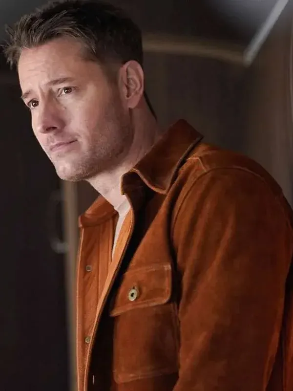 Justin Hartley Tracker 2025 brown Leather Jacket