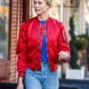 Karlie Kloss Red Bomber Jacket