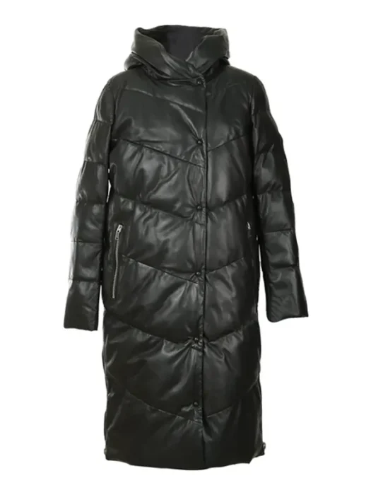 Kim Leather Puffer Long Coat