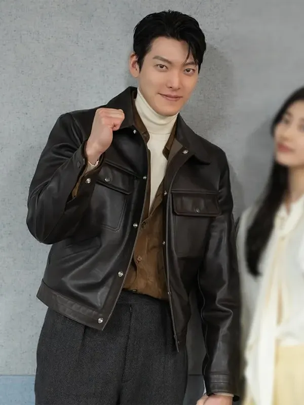 Kim Woo-bin Genie Make a Wish black leather Jacket