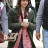Lily Collins Emily In Paris Hooded Green Jacket