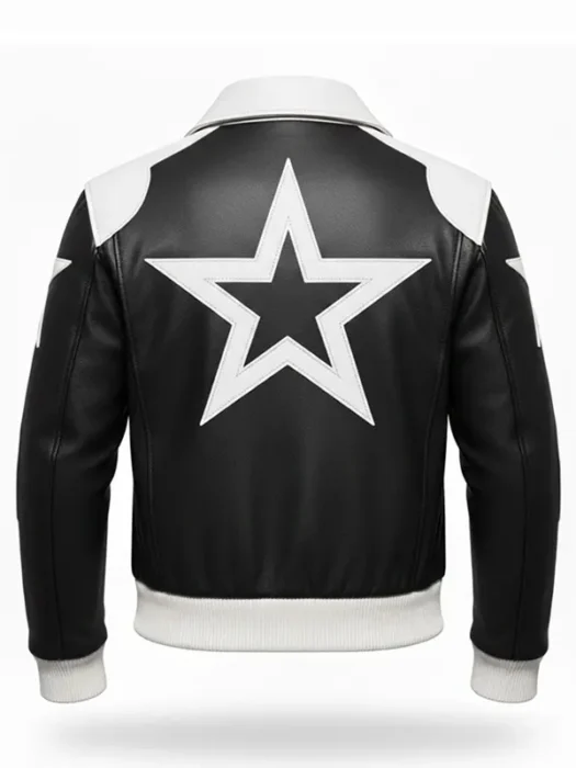 Marty Supreme Black and White Leather Jacket Back
