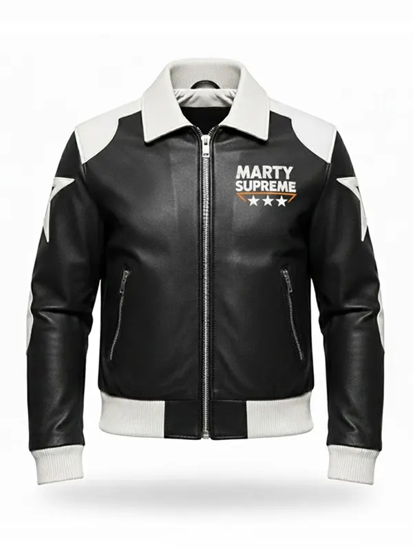 Marty Supreme Black and White Leather Jacket