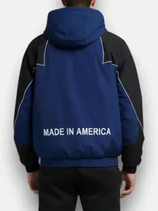 Marty Supreme Blue Hooded Jacket back