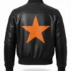 Marty Supreme Orange and Black Leather Jacket Back