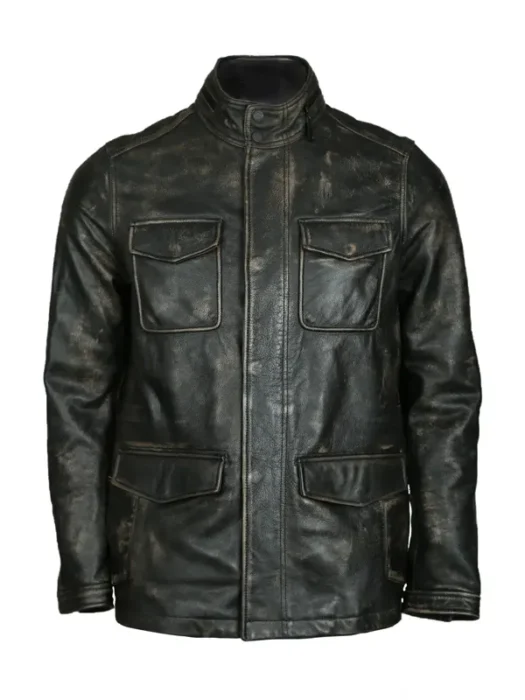 Matt Patch Pocket Biker Leather Jacket