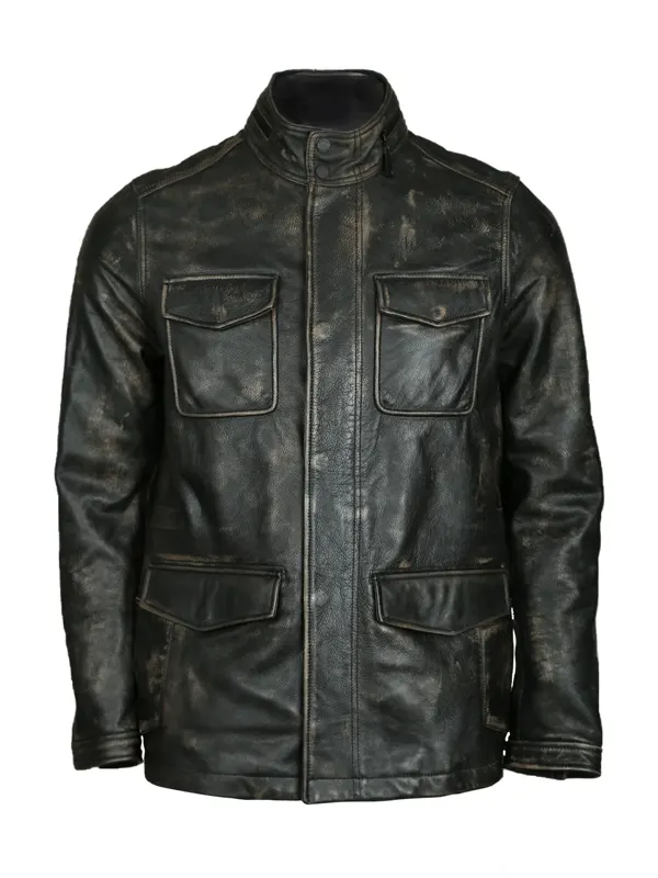 Matt Patch Pocket Biker Leather Jacket