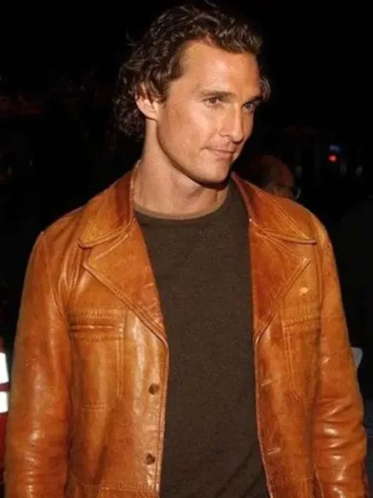Matthew McConaughey brown Leather Jacket