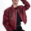 Men Premium Embroidered Patchwork Leather Jacket