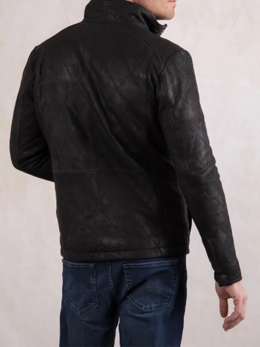 Men Rusland Black Leather Jacket