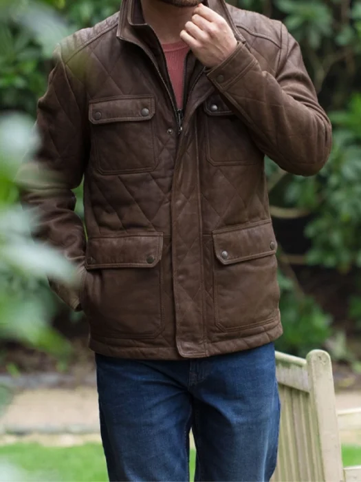 Men Rusland Leather brown Jacket