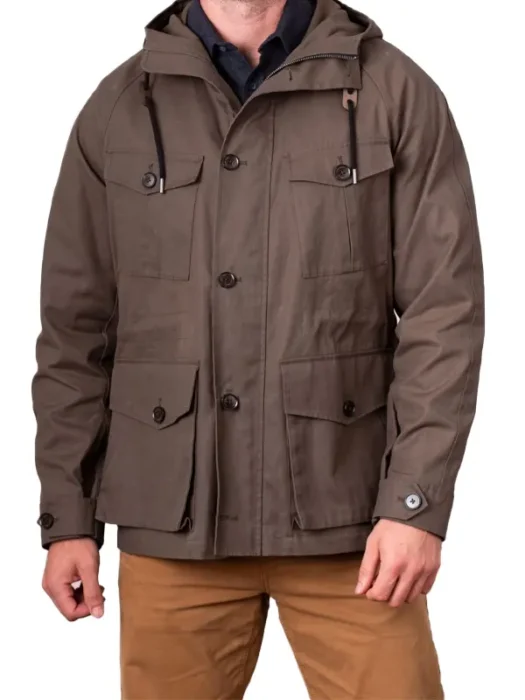 Mens Angletarn Hooded Style Khaki Cotton Jacket