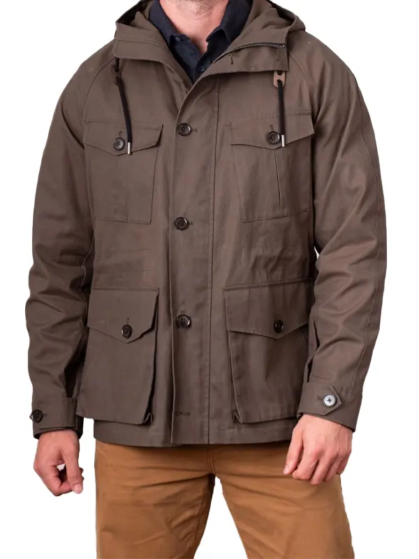 Mens Angletarn Hooded Style Khaki Cotton Jacket