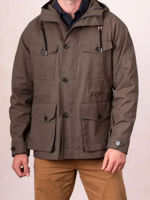 Mens Angletarn Khaki Hooded Jacket