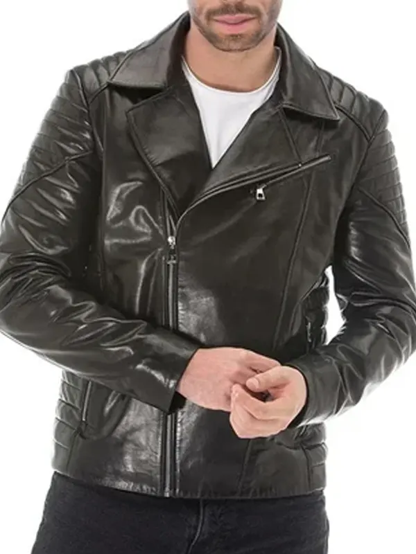 Men’s Black Genuine Moto Biker Leather Jacket