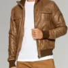 Men's Brown Genuine Bomber Jacket