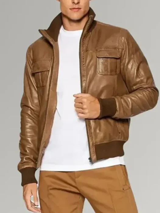 Men's Brown Genuine Bomber Jacket