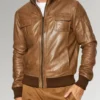 Men's Brown Genuine Bomber Leather Jacket