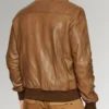 Men's Brown Genuine Leather Bomber Jacket