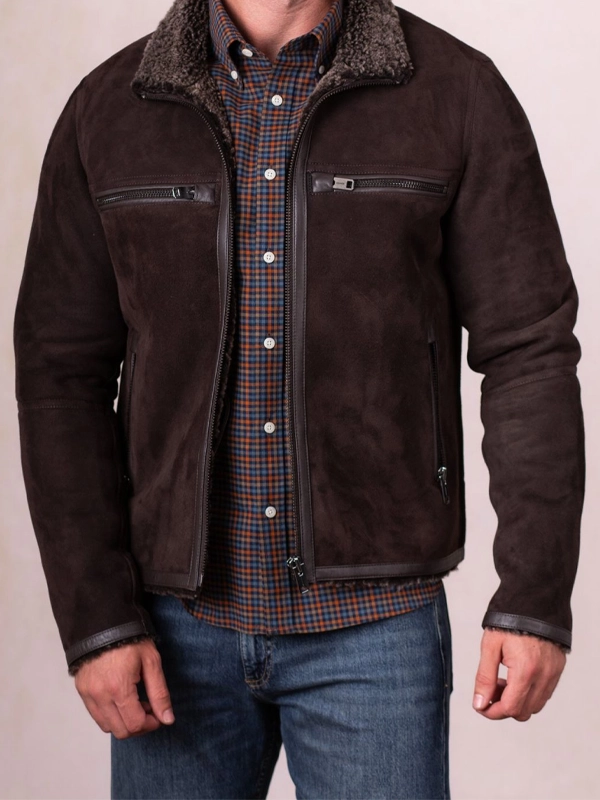 Mens Buccaneer Brown Sheepskin Jacket