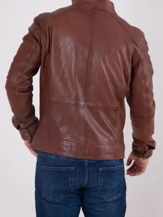 Mens Burnmoor Brown Leather Jacket Back