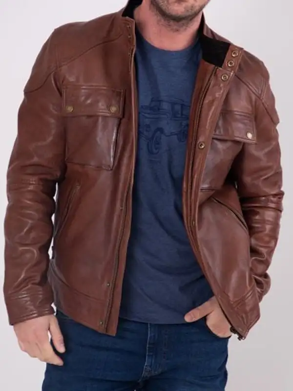 Mens Burnmoor Brown Leather Jacket