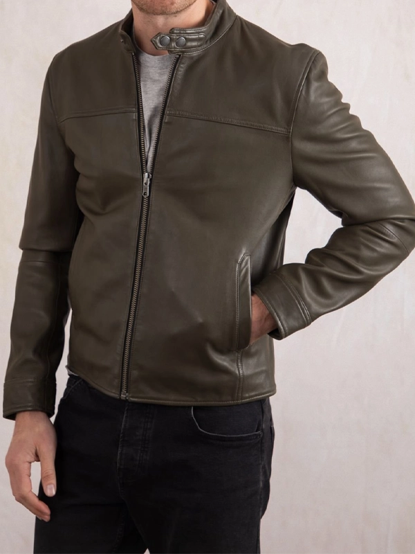 Mens Calder Green Leather Jacket