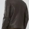 Men's Dark Brown Zipper Leather Biker Jacket Back