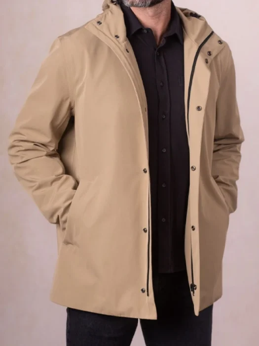 Mens Derwent Beige Hooded Raincoat