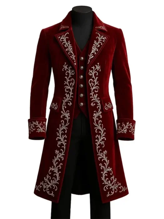 Mens Festive Red Christmas Long Coat