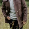 Mens Garth Brown Leather Coat