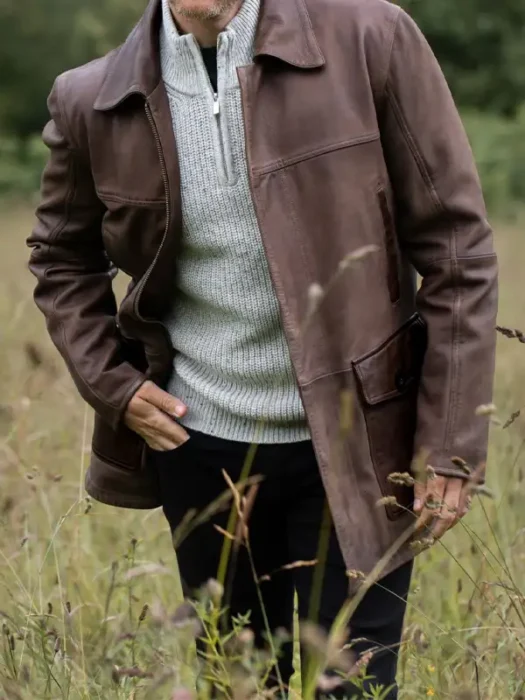 Mens Garth Brown Leather Coat