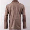 Mens Garth Brown Leather Coat Back