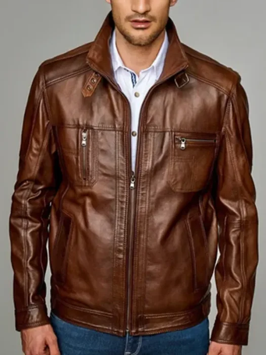 Men's Genuine Brown Leather Jacket