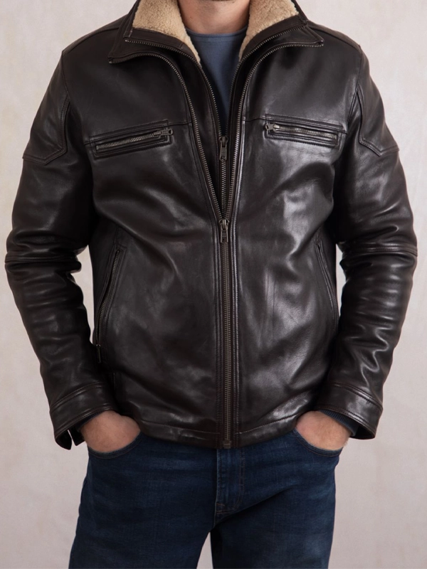 Mens Gosforth Dark Brown Leather Jacket