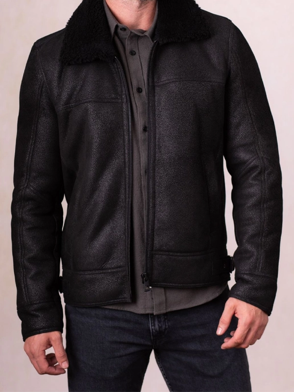 Mens Harrier Black Sheepskin Jacket