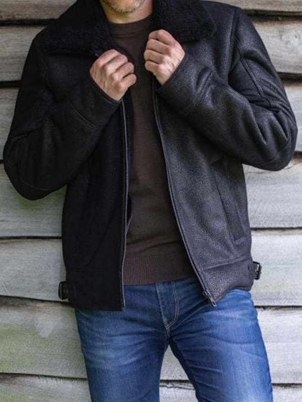 Mens Harrier Black Sheepskin leather Jacket