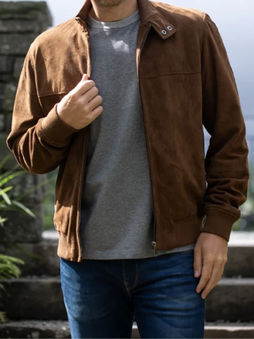 Mens Hayton Suede Brown Leather Jacket