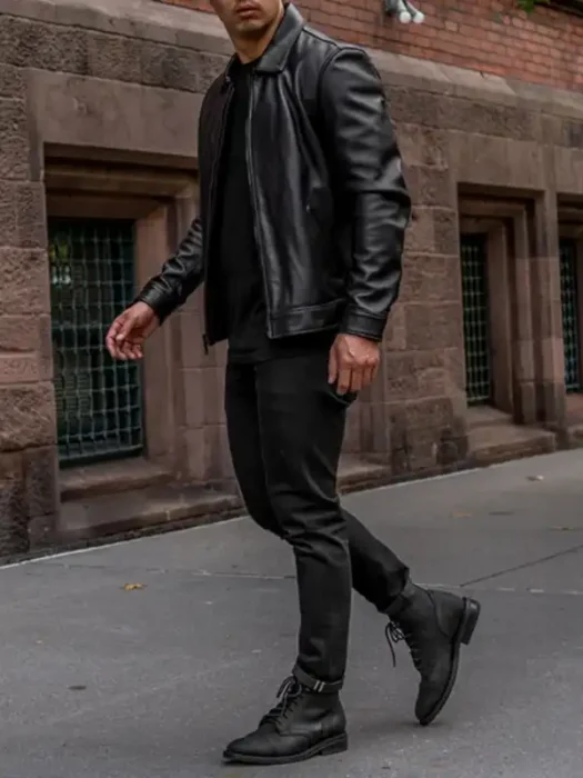 Mens Keanu Leather black Jacket