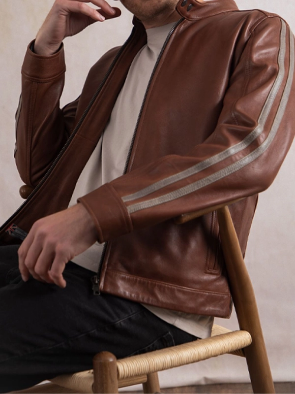 Mens Morton Brown Biker Leather Jacket