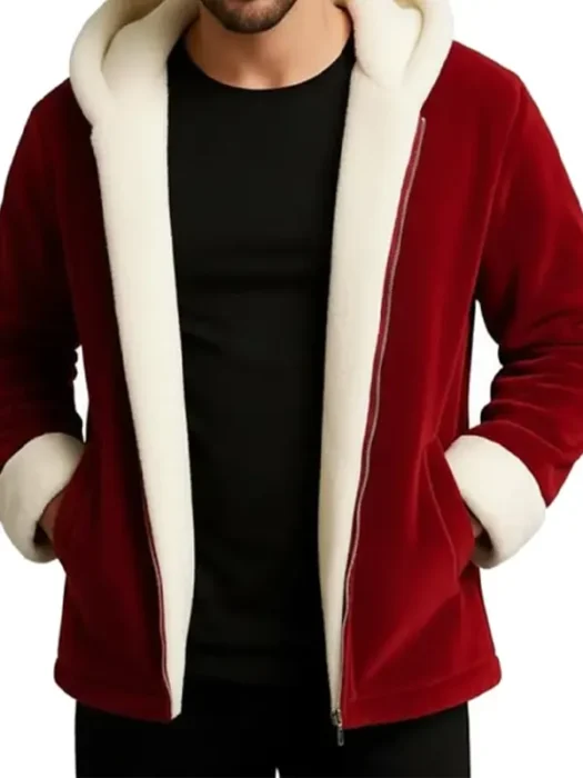 Mens Red Santa Hooded Jacket