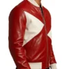 Mens Red and White Star Christmas Leather Jacket