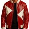 Men’s Red and White Star Christmas Leather Jacket