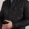 Mens Rusland Black Leather Jacket