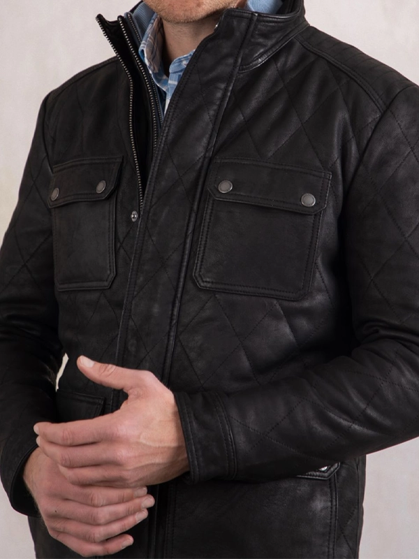 Mens Rusland Black Leather Jacket