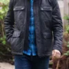 Mens Rusland Black quilted Leather Jacket