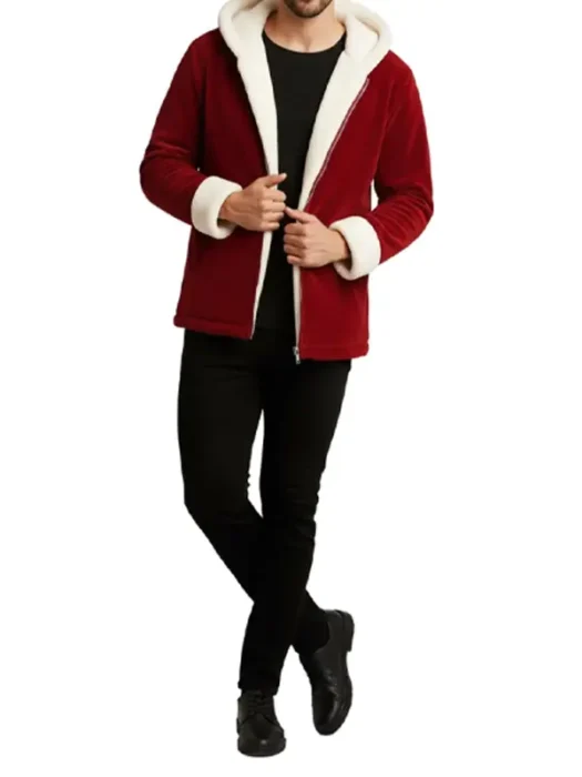 Mens Santa Hooded red velvet Jacket