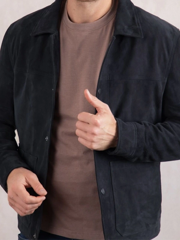 Mens Seaton Blue Suede Jacket