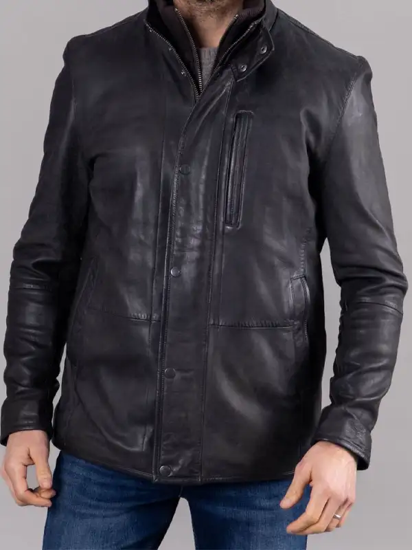 Mens Sedbergh Black Leather Jacket