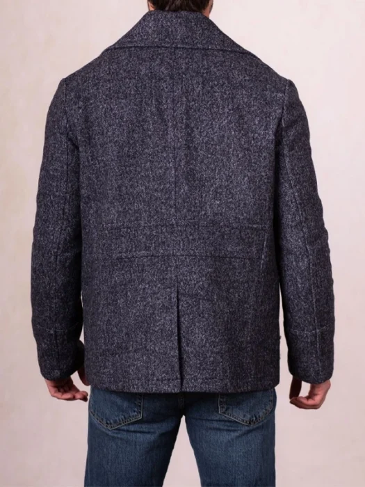 Mens Ulverston Navy Pea Coat Back